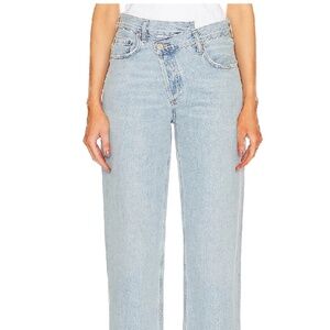 Agolde Women's "Criss Cross" Jeans in Light Blue Wash
